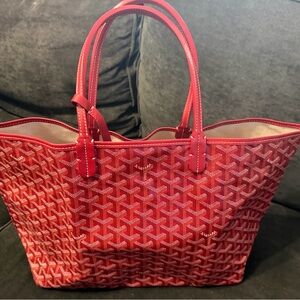 Goyard Red-Pink Chevron Tote with Top Handles